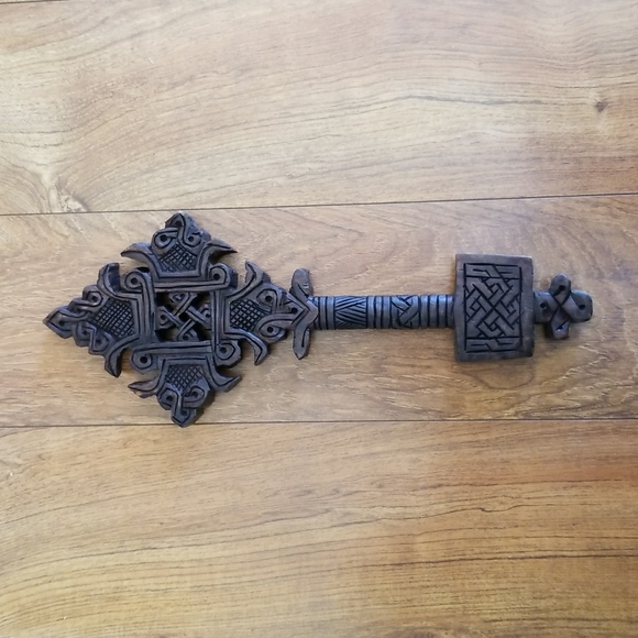 Hand Carved Ethiopian Wooden Cross - Picture 1 of 5